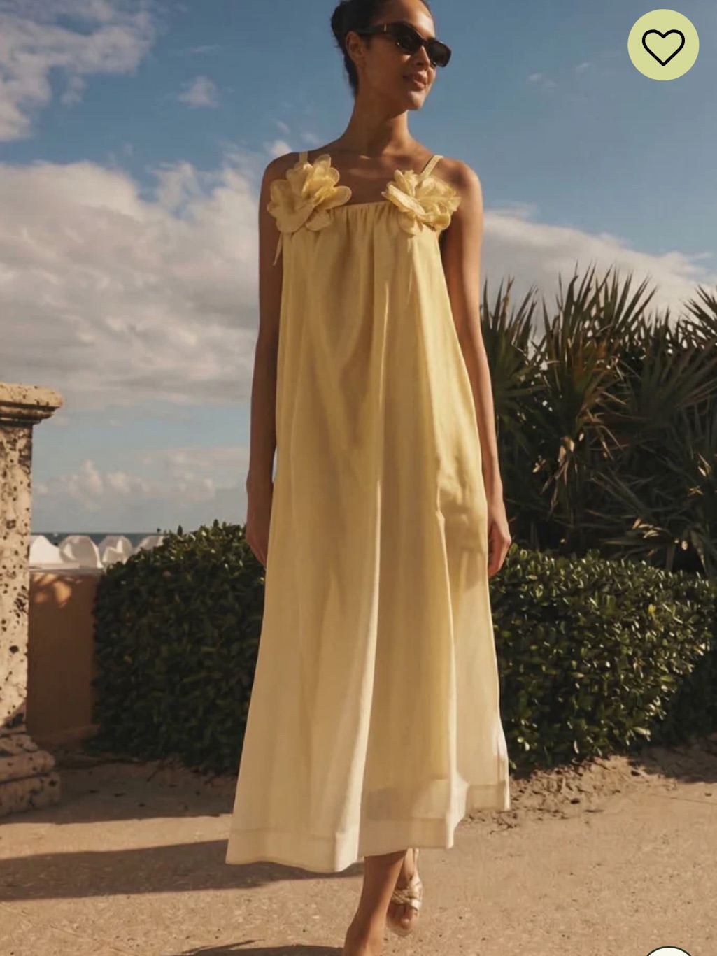 Nwt Yellow Floral-Accent Maxi Dress